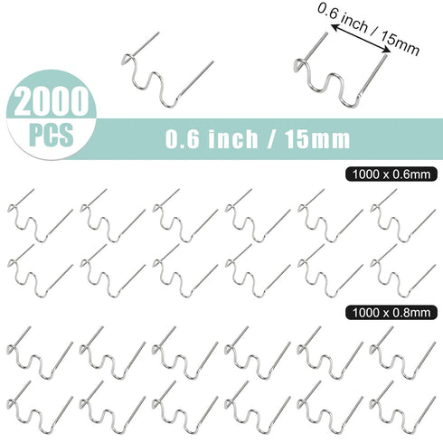 JMIATRY 2000 PCS Plastic Welding Hot Staples Stainless Steel 0.8mm 0.6mm Plastic Welder Staples Wave Shape Repair Kit for Plastic Welder Machine Car Bumper Dashboard Lamp Holder Repair