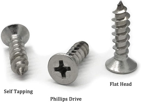 5 x 20mm Flat Head Phillips Drive Screws - Self Drilling 304 Stainless Steel Drywall Wood Screws (100Pcs)