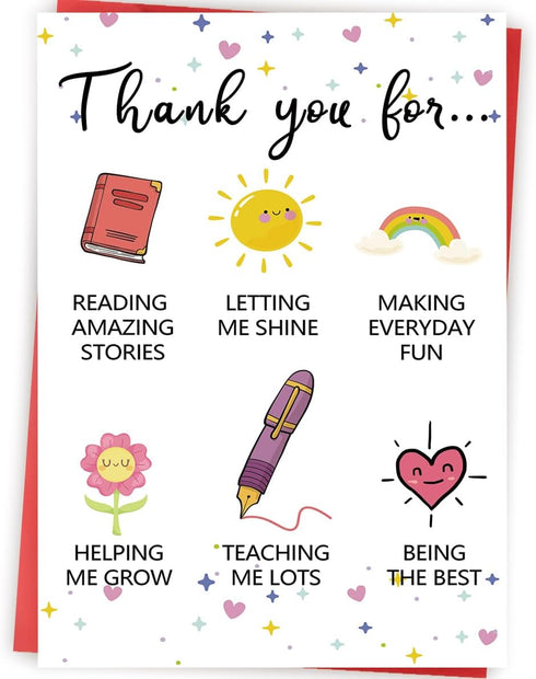 Zyulin Lovely Thank You Teacher Card, Great Teacher Appreciation Gifts Card from Students,