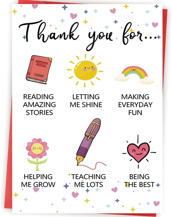 Zyulin Lovely Thank You Teacher Card, Great Teacher Appreciation Gifts Card from Students,