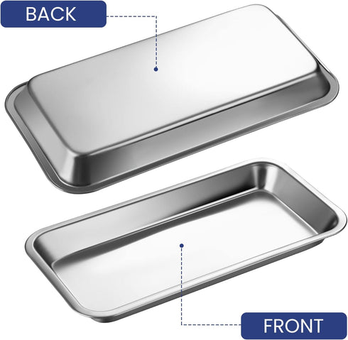 NUOMI Medical Surgical Tray Stainless Steel Instrument Trays Organizer 2 Pack Dental Procedure Tray Tools by NUOMI