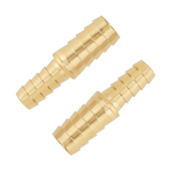 Metalwork Brass Barb Fitting, 1/4" Barbed x 3/16" Reducing Splicer Mender, Hose Adapter Joiner Connector (Pack of 2)