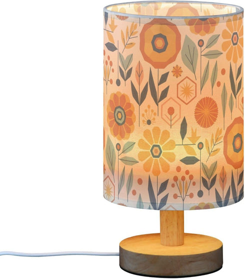 Generic Vintage Floral Scandinavian Small Desk Lamp for Bedroom Nightstand Bedside Lamps with USB Table Lamp
