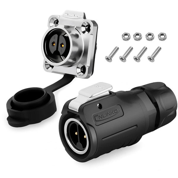 2 Pin Waterproof Connector, Industrial Solder Power Connector for Automotive, Marine, Lights and Other Electrical