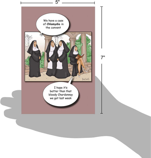 NobleWorks Funny Happy Birthday Card - Cartoon Humor for B-Day, Stationery for Men and Women, Convent 4437