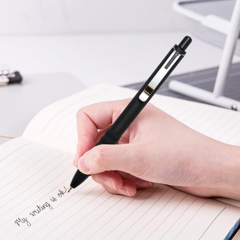 Ballpoint Pens Black Ink, Ball Point Pen with Super Soft Grip, Medium Point 1.0mm Office Pens (Silver 12-count)