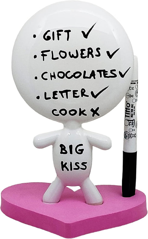 Dry Erase Board - TITTO in Love, Ceramic Doll, Ideal for Home & Office Decor, Gift Idea (Pink)