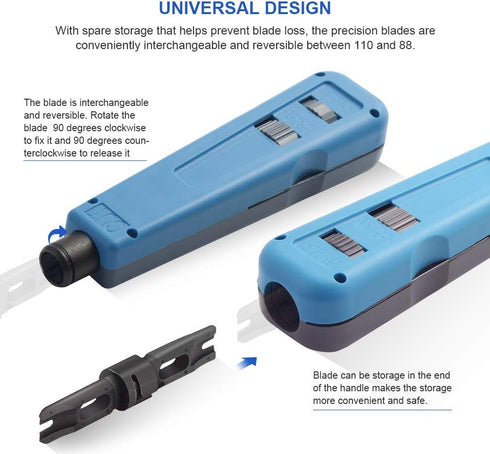 Punch Down Tool with 110/88 Blade & Network Wire Stripper for Telephone and Cat Cables