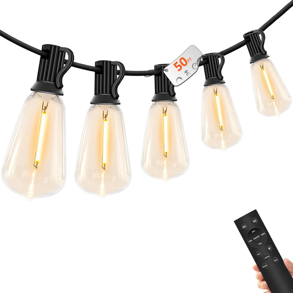 YOYONACY 50 FT Outdoor String Lights - LED Waterproof Patio Lights with