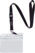 YOUOWO Black Lanyard with Badge Holder, Detachable Buckle, Horizontal ID Name Tag Card Holders, Pack of 1