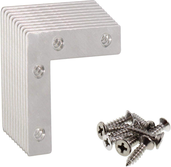 HDTXZYGOOD L Corner Brackets, Silver Metal Flat Braces, 1.5x1.5 Inch, 40 Pack, Decorative