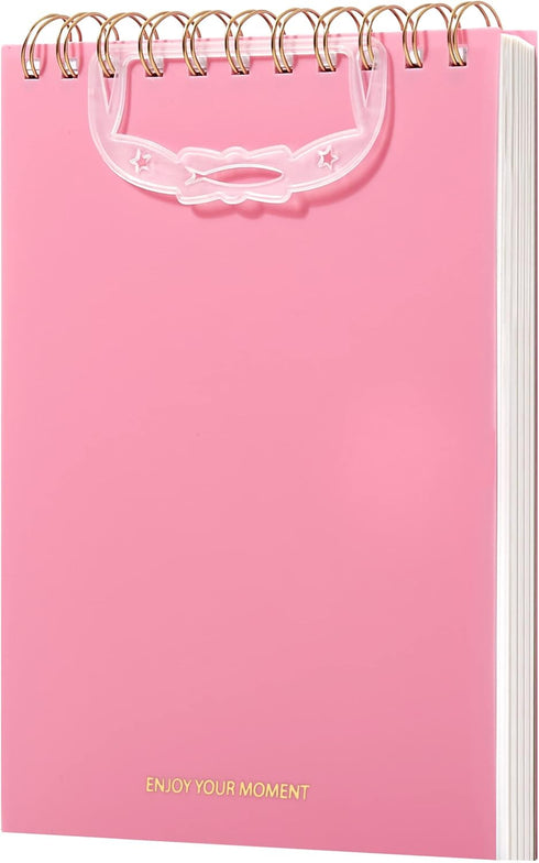 Yoment Top Spiral Notebooks, 6" x 8.5", College Ruled, 160 Lined Pages, Waterproof Cover, Pink