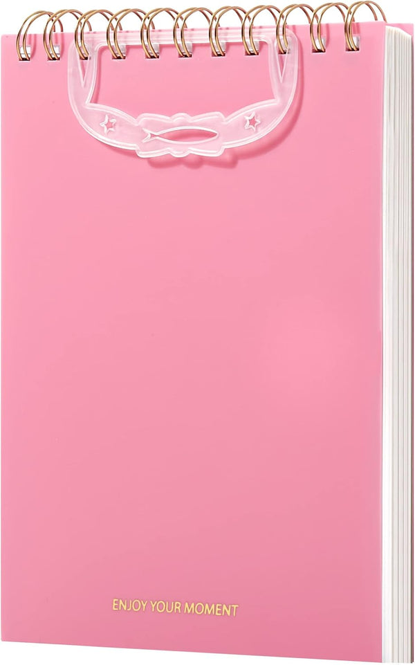 Yoment Top Spiral Notebooks, 6" x 8.5", College Ruled, 160 Lined Pages, Waterproof Cover, Pink