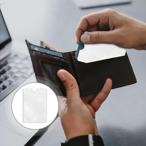 Owfeel RFID Blocking Silver Credit Card Sleeves Pack of 15 - Contactless Card Protection Holders, Anti Theft Waterproof