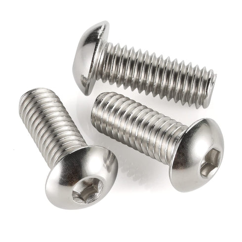 M6-1.0 x 20mm Button Head Socket Cap Screws, Stainless Steel 18-8, Bright Finish, Quantity 25