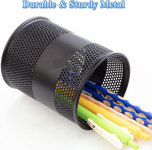 M&G Pencil Cup Holder, Mesh Pen Organizer for Desk, 1 Pack (Black)