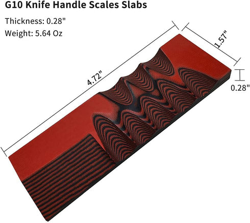 Cool Hand 2 pcs G10 Knife Handle Scales, Custom DIY Tool Material for Knives Making Blanks, Red/Black, KHM-G10-6