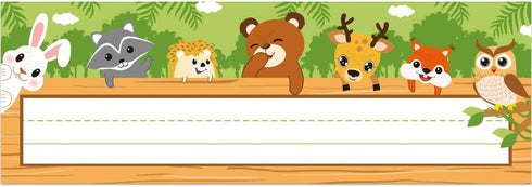 Fancy Land Jungle Animals Name Plates, 36pcs Woodland Nameplates for Classroom School Supply
