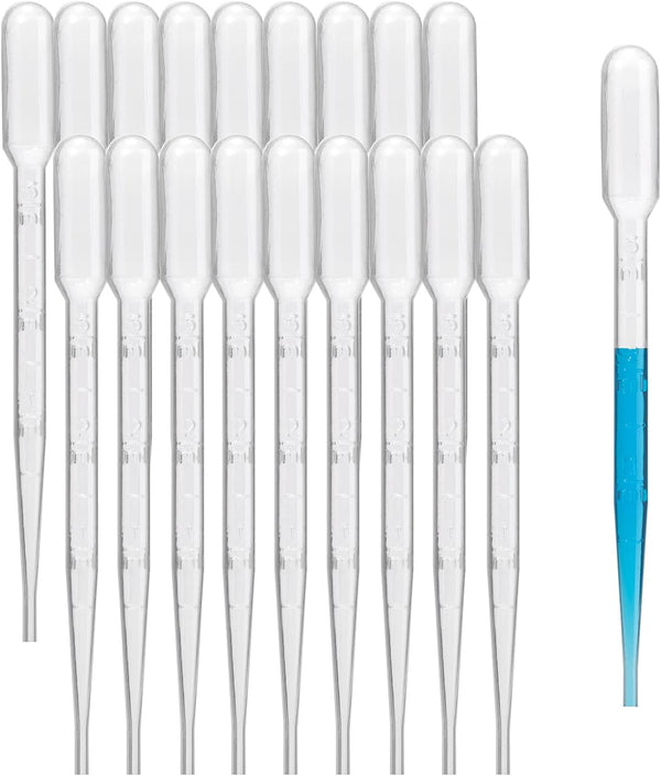 Biologix 2000pcs 3ml Plastic Transfer Pipettes, Disposable Clear Liquid Droppers for Science Laboratory