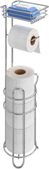 Simple Trending Toilet Paper Holder Free Standing,Toilet Paper Stand with Shelf for