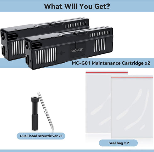 MC-G01 Maintenance Cartridge (2 Pack) Compatible for Canon MAXIFY GX7021 GX6021 GX7020 GX6020 Printers