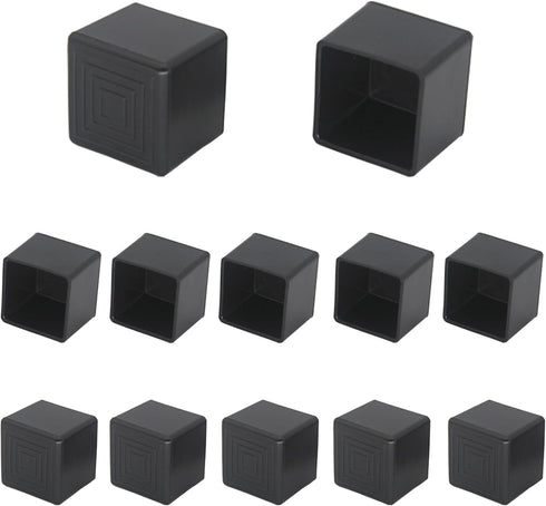Wvapzwr 12Pcs 1"x1" (25mmx25mm) Square Rubber Chair Leg Tips Caps, Chair Table Leg