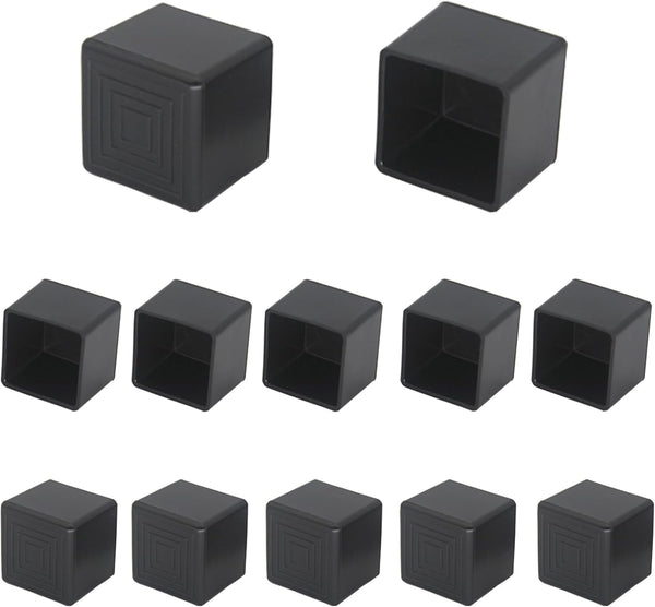 Wvapzwr 12Pcs 1"x1" (25mmx25mm) Square Rubber Chair Leg Tips Caps, Chair Table Leg