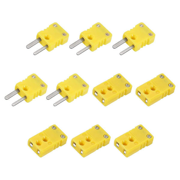 MECCANIXITY Mini K Type Thermocouple Wire Connectors, Male Female Plug Adapter High Temperature 120°C for Sensor Probe