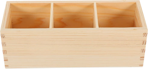 EXCEART Wood Pencil Holder for Desk, Multi-Functional Remote Control Holder with 3 Compartments for Office Supplies