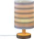 Gravopti Blue Stripes Table Lamp, Bedside Nightstand Lamp for Bedroom, Small Desk Lamp with Wood Base and Fabric Shade