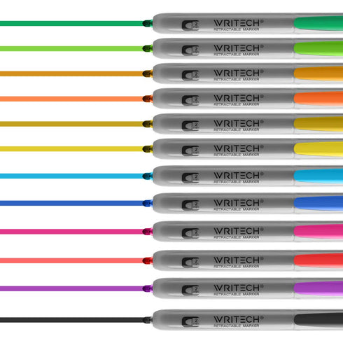 Pen,12 Count WRITECH Retractable Permanent Markers Assorted : Fine Point Marker
