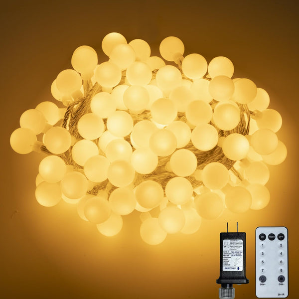 Ogrmar 49 ft 100 LED Globe Ball String Lights 8 Modes Fairy