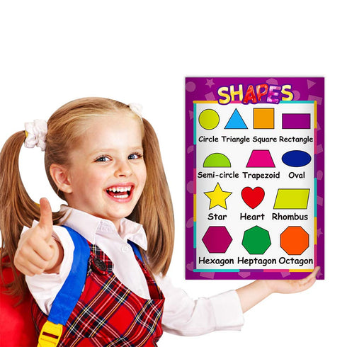 Educational Posters for Preschoolers, 12PCS Alphabet Letters, Numbers, Shapes, Colors, 11 x 16 Inch