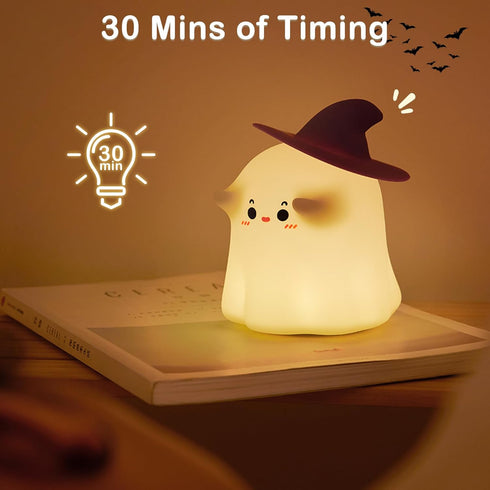 Eelexa Halloween Ghost Night Lights for Kids: Cute Lamp Rechargeable Toddler Baby Night Light with Timer, Adjustable