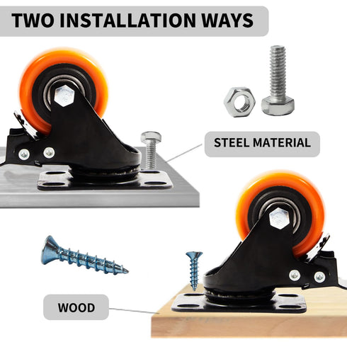 Caster Wheels Set of 4, Heavy Duty TAYLOON Locking Industrial Casters with No Noise Polyurethane Wheels