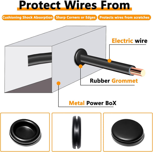 Grommet 70 Pack 7 Grommets Rubber Kit - Sizes Firewall Rubber Hole Plugs Rubber for Wiring, Automotive, Home