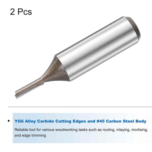 2pcs 1/2 Inch 1/8" 2 0.51 Inch YG6 HARFINGTON Straight Router Bit Shank Cutting Dia, Flutes Cutting Length Carbide