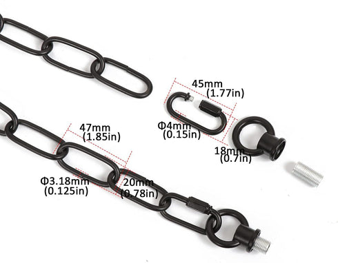 15 65 Lbs Feet Lighting Pendant Chain, Black for Hanging Heavy Duty, Extension with Connection Locks for Light Fixture