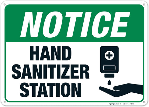 Hand Sanitizer Station Sign, 10x14 Inches, 55 mil Thick HDPS (high Density