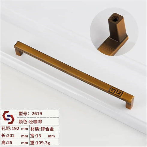 DLAHPJPT Handle(2619 192mm) Antique Kitchen Furniture Cabinet Drawer Pull Gold Zinc Alloy Vintage Wardrobe Drawer