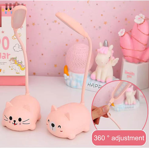 LED Desk Lamp, Mini Cat Night Light, Portable USB Rechargeable Reading Light for Children's Bedroom, Foldable (Green)