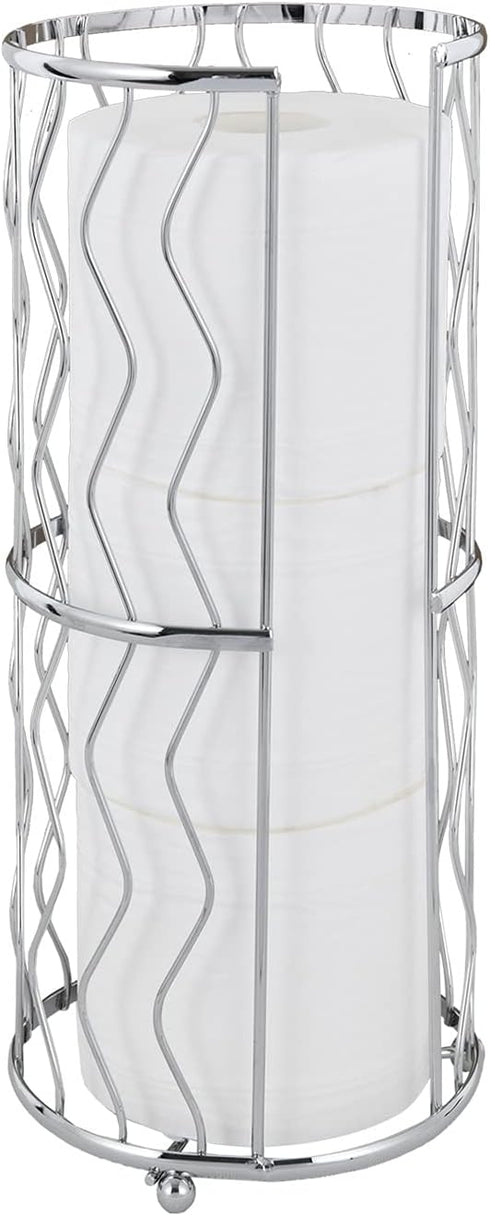 Decorative Metal Standing Toilet Tissue Holder for Bathroom/Powder Room, Compact Tissue Reserve