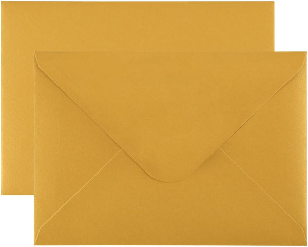 Granhoolm 50 Pack A6 Invitation Envelopes, 4x6 Envelopes for Weddings, Parties, Greeting Cards (Gold)