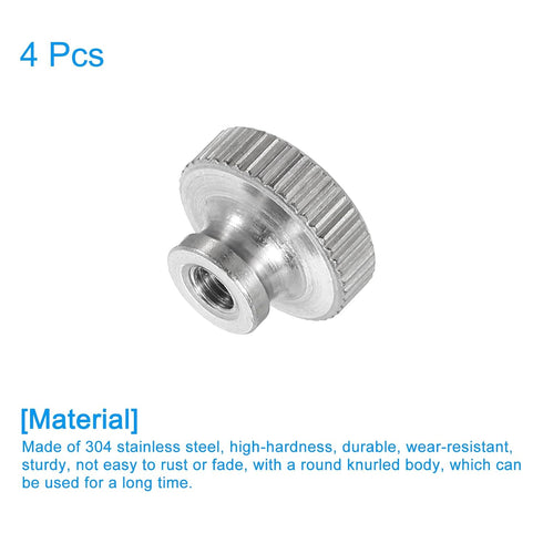 uxcell Knurled Thumb Nuts - 4Pcs M3 x D11mm x H7mm Stainless Steel Round Knobs for 3D Printer Parts