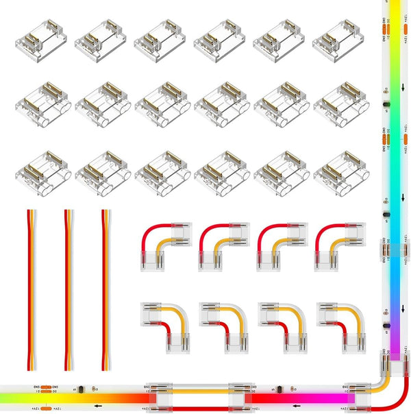 FCOB 12mm COB 3Pin Connectors Kit for RGB Smart IC WS2811 720LED/m Strip,