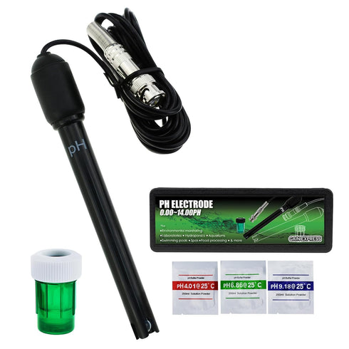 0-14 pH Electrode Probe BNC Connector, 300cm Cable for PH Meter Monitor Controller Test Sensor