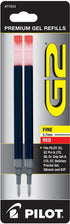 Pilot G2 Gel Ink Refill, 2-Pack for Rolling Ball Pens, Fine, Black, Red, Blue