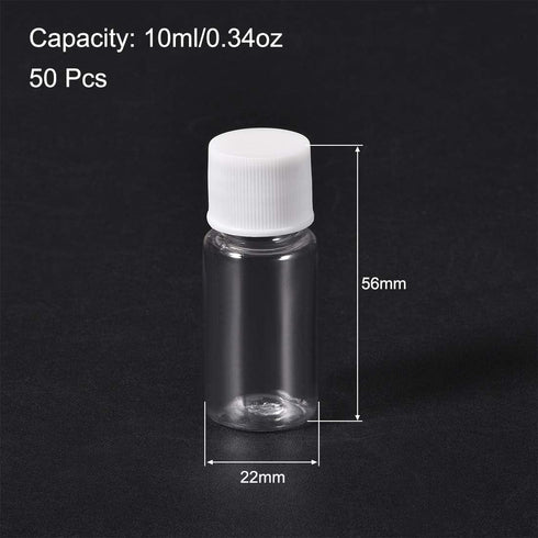 uxcell Plastic Lab Chemical Reagent Bottle, 10ml/0.34oz Wide Mouth Sample Sealing Liquid Storage Container, Transparent 50pcs by uxcell