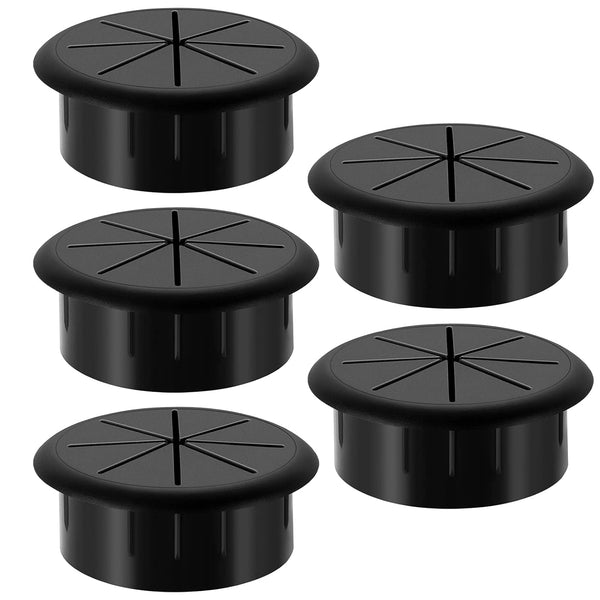 HYCC 2 Inch Desk Grommet Black, Flexible Cable Hole Cover for Cables - 5 Pack