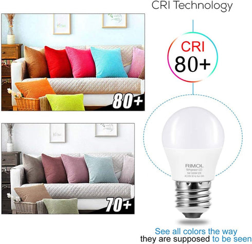 Refrigerator Light Bulb, 40W Equivalent, 120V A15 LED Fridge Bulbs, Daylight White 5000K, 2 Pack